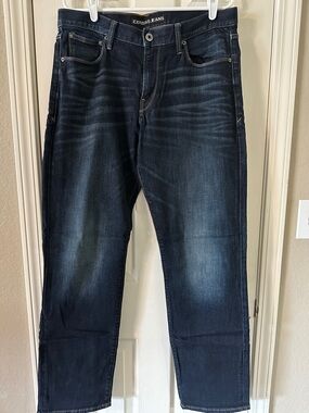 Express Men’s Dark Indigo Faded Straight Jeans